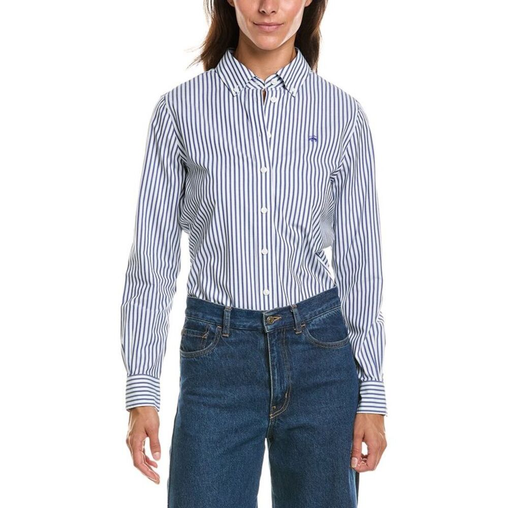 Brooks Brothers Womens  Bengal Stripe Essential Blouse, Blue